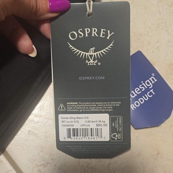 NWT OSPREY AOEDE SLING BLACK - Picture 3 of 3